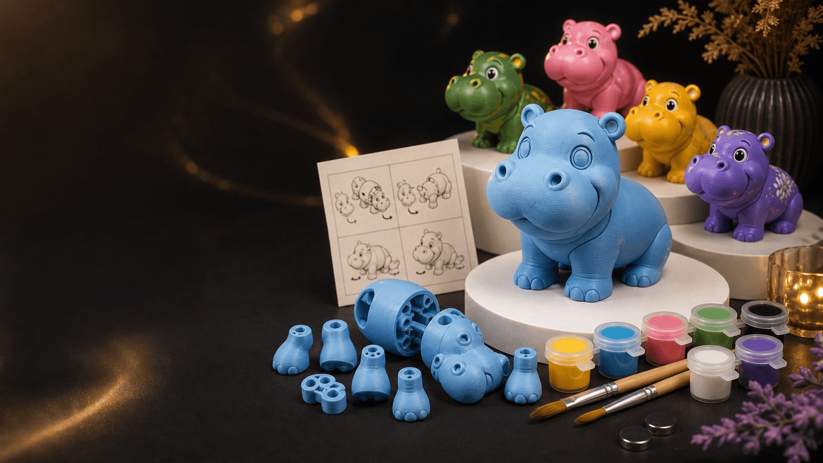 Hippopotame à assembler et peindre
