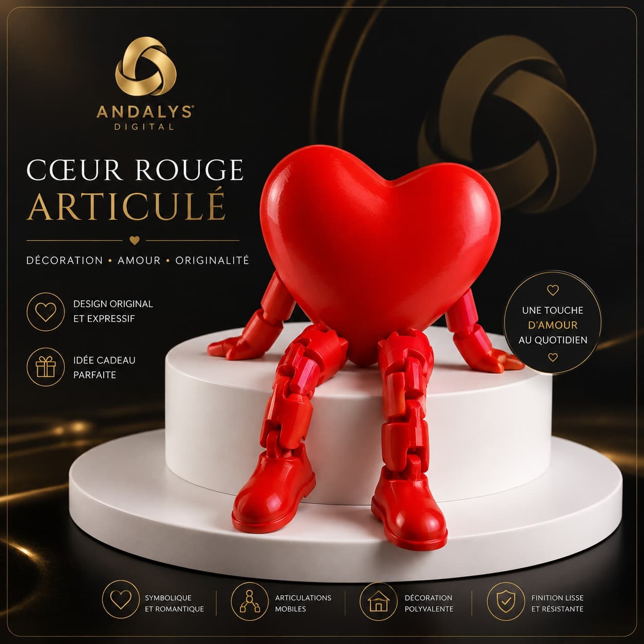 Coeur rouge articulé