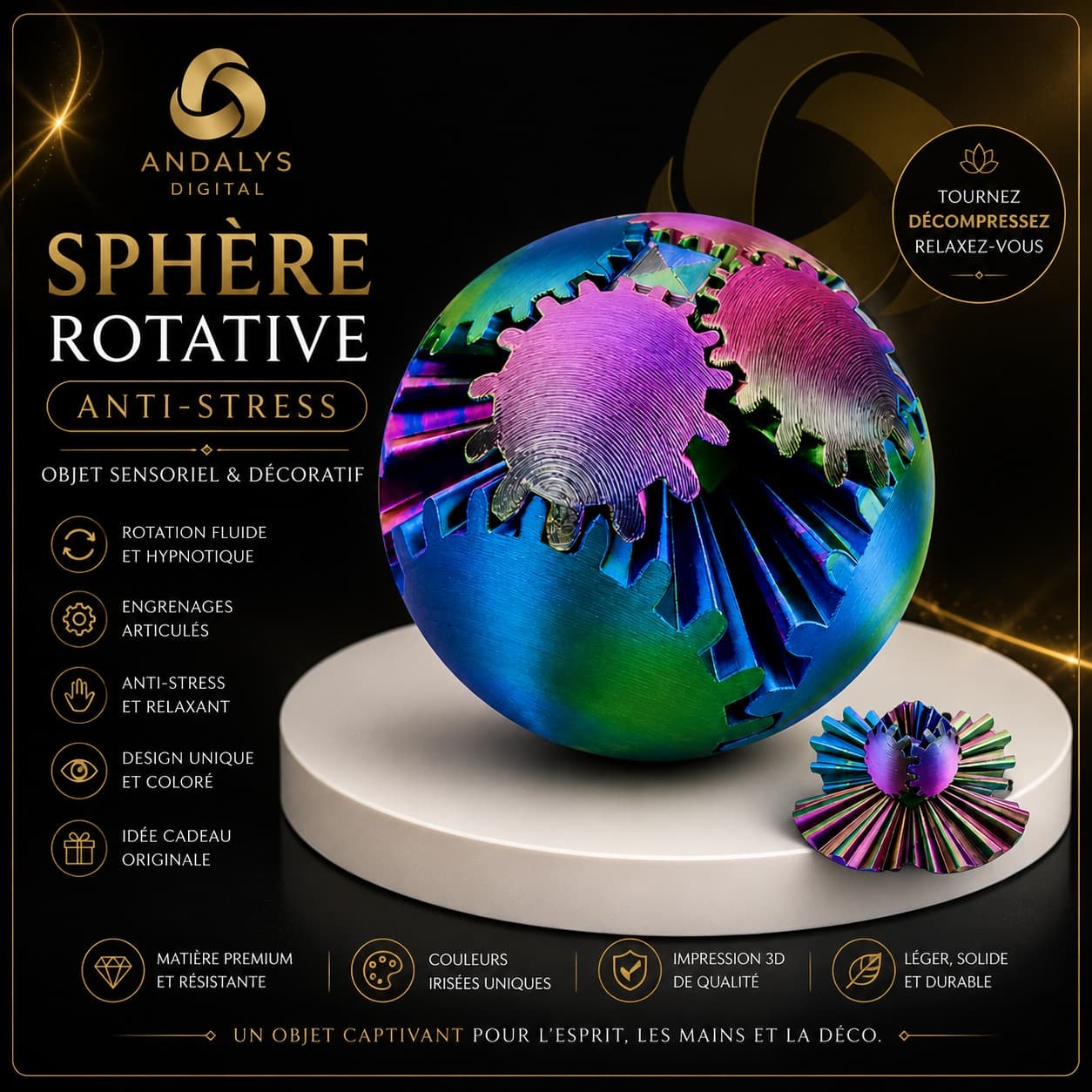 Sphère rotative anti-stress