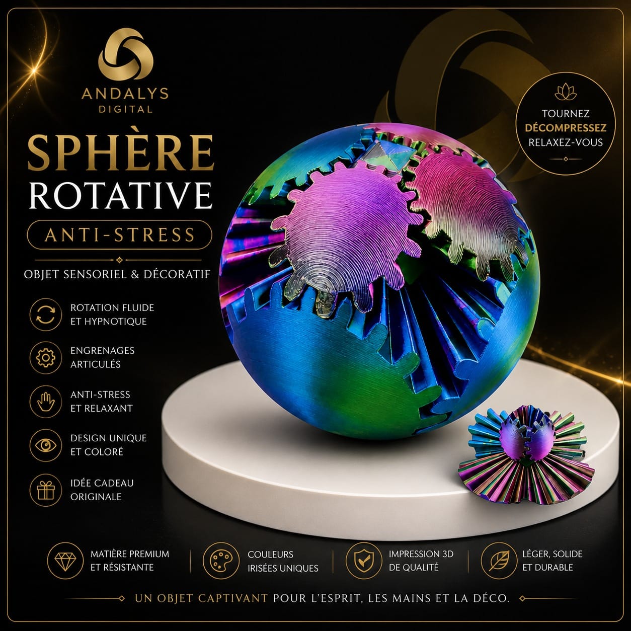 Sphère rotative anti-stress